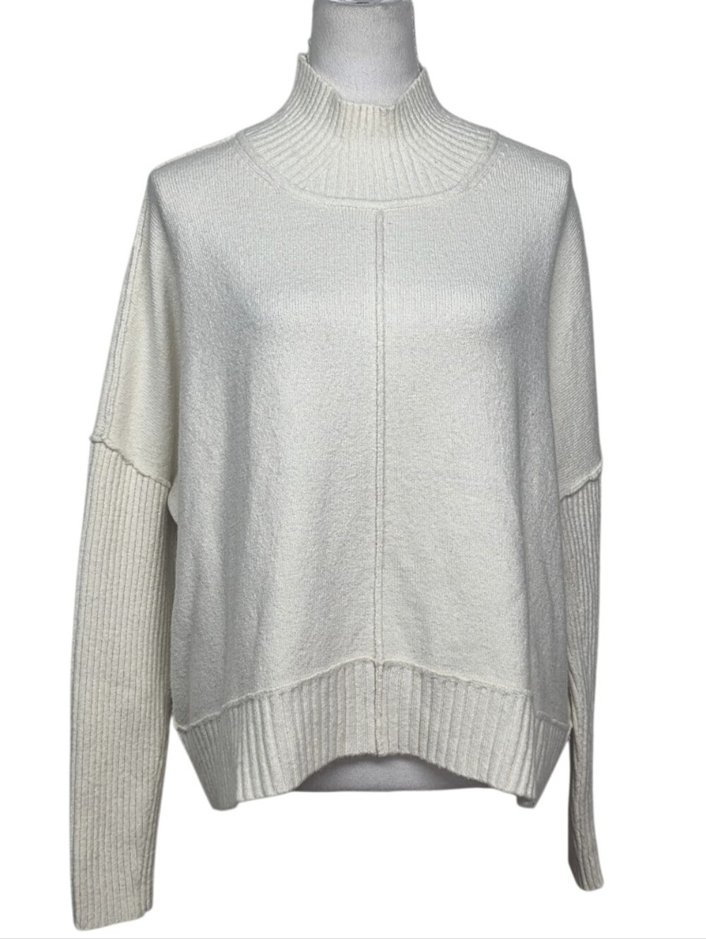 Maeve Cream Ribbed Mock Neck Sweater Size Extra Large